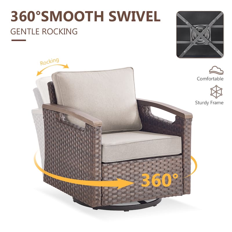 Gymojoy Patio Swivel Rocker Patio Chairs of 2 with Water-Resistant Olefin Cushions and Side Table