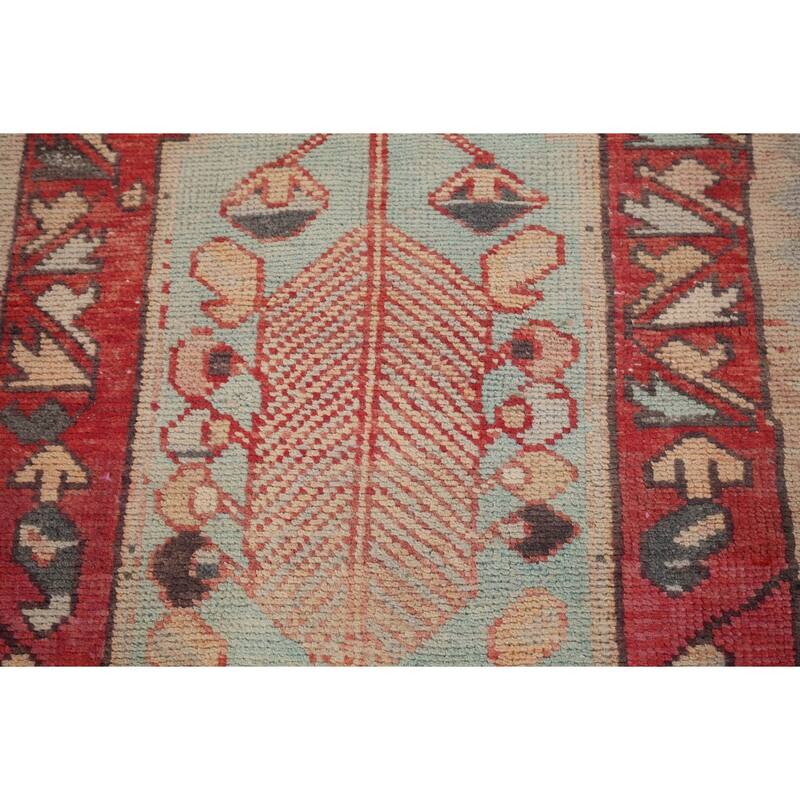 Red Hamedan Persian Vintage Runner Rug Hand-Knotted Wool Carpet - 3'3" x 10'3"