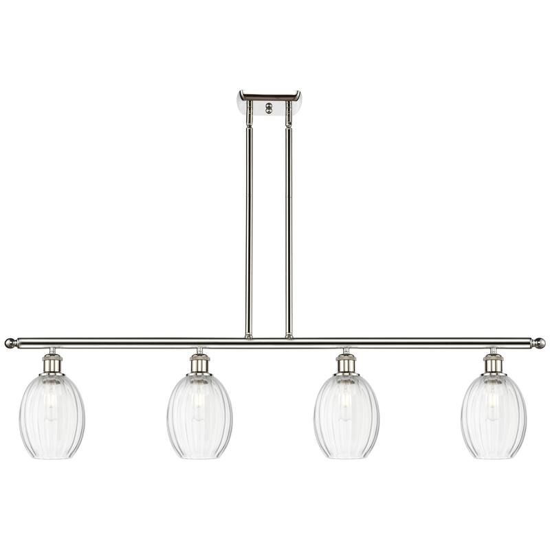 Innovations Lighting Endless Possibilities Ballston - Preston - 4 Light 48" Bulb Shade Stem Hung Island Light - Clear/Polished Nickel