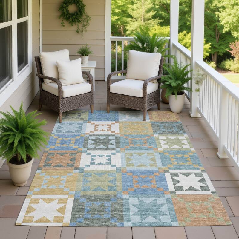 Machine Washable Indoor/ Outdoor Modern Newton Chantille Rug