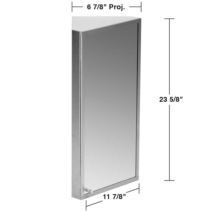 Corner Medicine Cabinet 23.62" x 11.87" Stainless Steel with Mirror Hardware Opens Left to Right (Set of 2) Renovators Supply