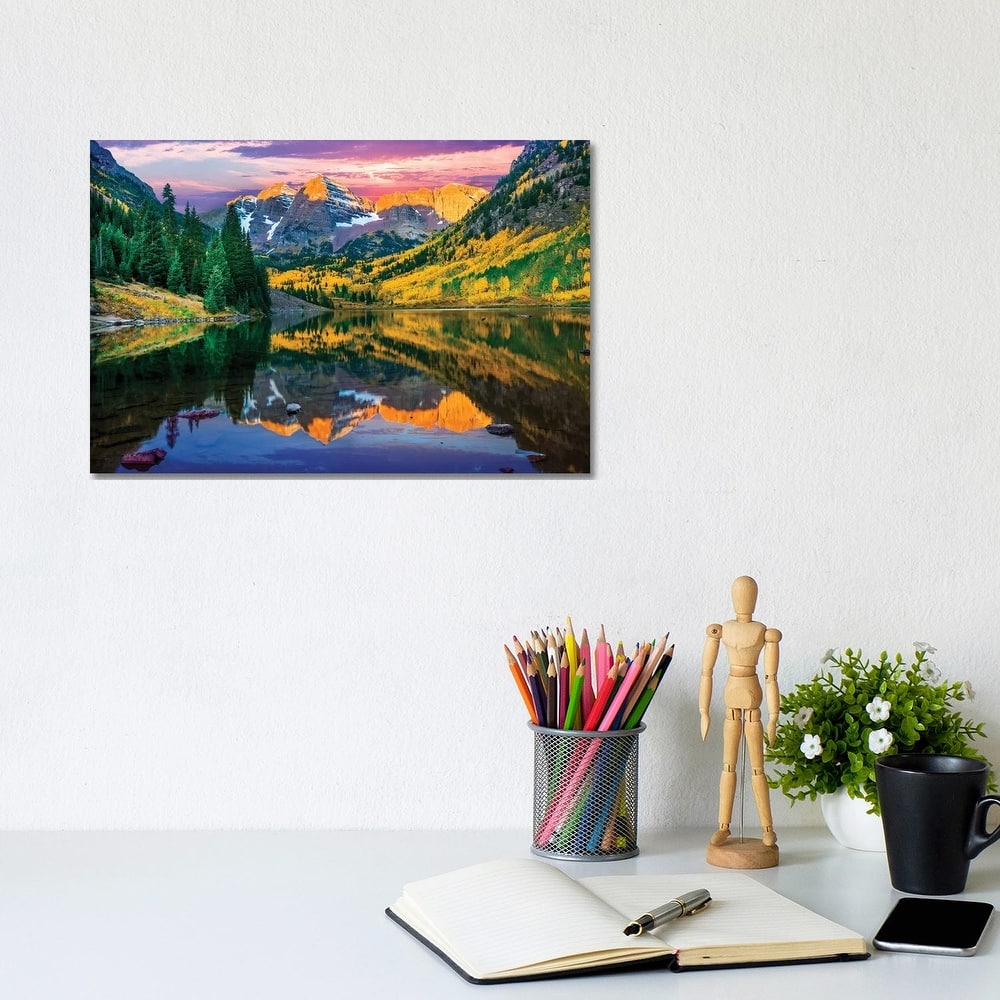 iCanvas "Rise And Shine, Maroon Bells , Aspen Colorado" by Susanne Kremer Canvas Print