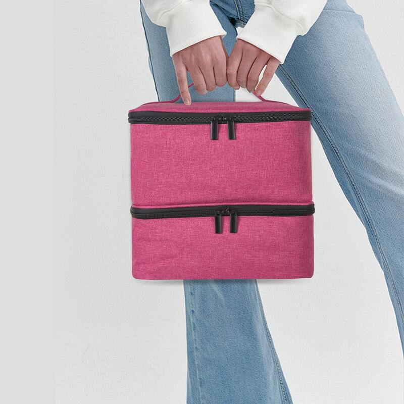 Double-Layer Nail Polish Organizer Bag, Holds 27 Bottles, Nail Tools & Dryer Storage Case with Adjustable Dividers