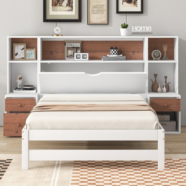 White and brown bed frame discount