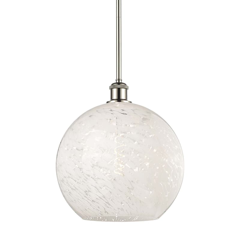 Innovations Lighting 516-1S-14-12 White Mouchette Pendant White - Polished Nickel / White Mouchette
