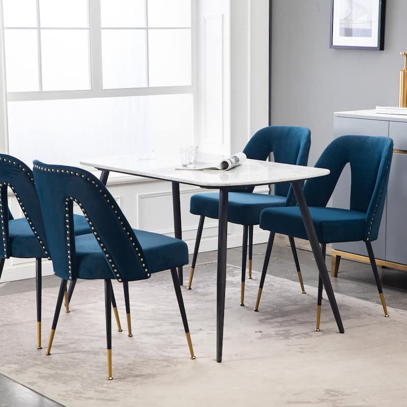 Modern Velvet Upholstered Dining Chairs Set of 6