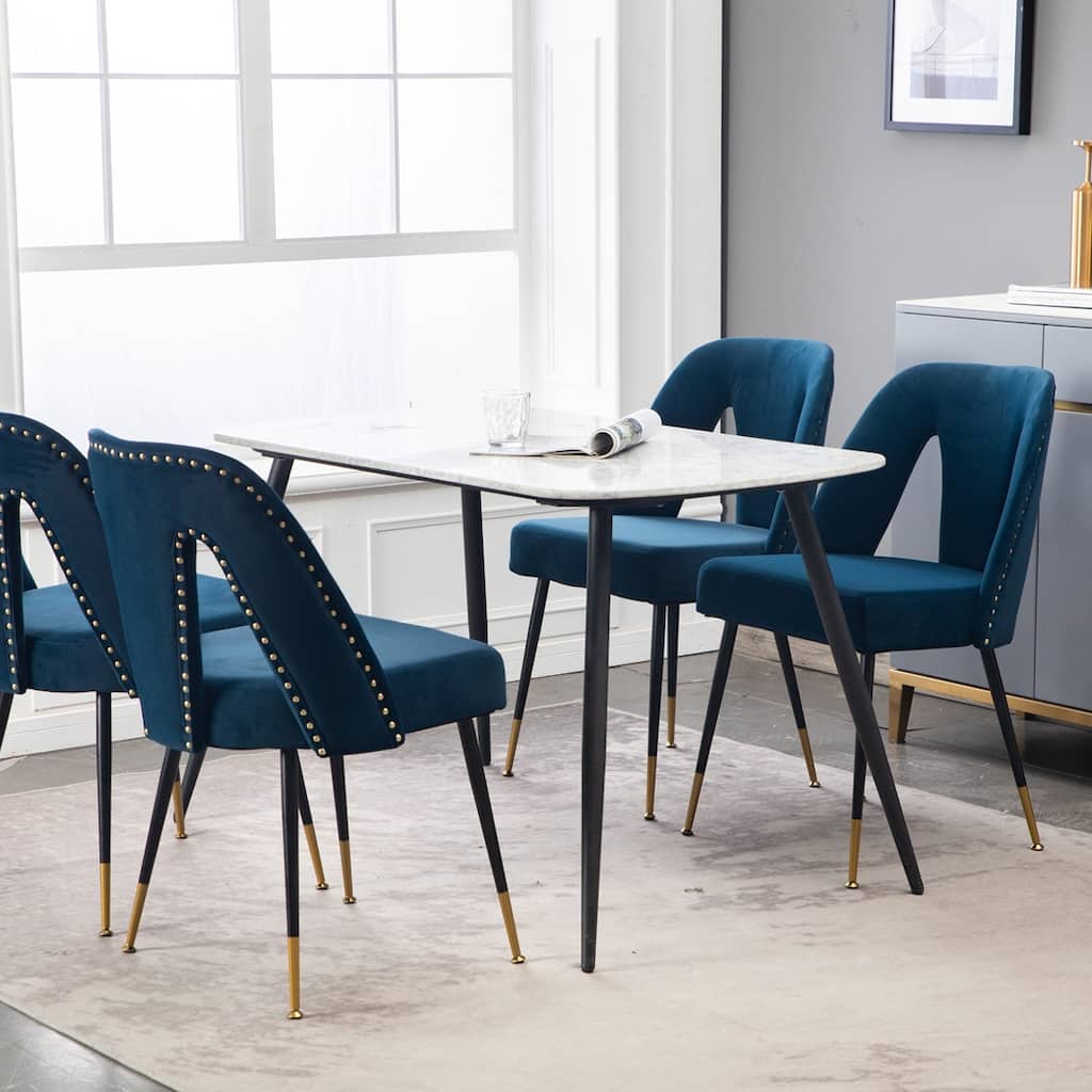 Modern Velvet Upholstered Dining Chairs Set of 6