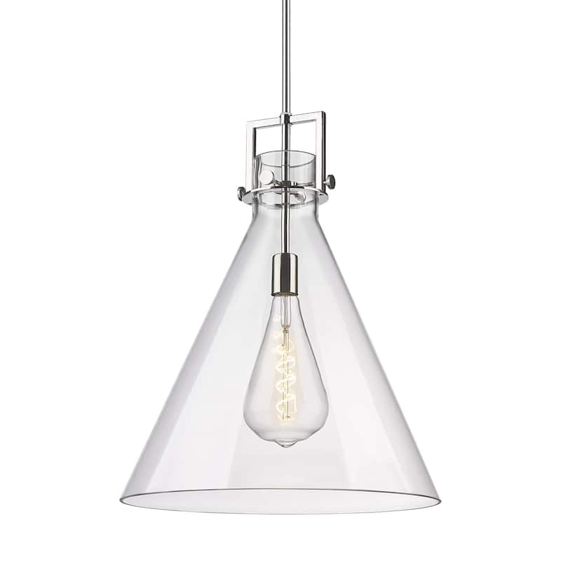 Innovations Lighting 411-1SL-23-18 Newton Cone Pendant Newton Cone 18" - Polished Nickel / Clear