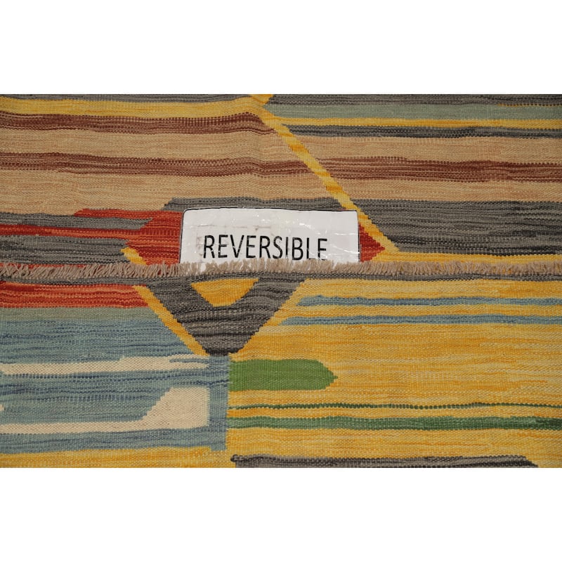Hand Woven Oriental 100% Wool Carpet Southwestern Tribal Multi-Colored Kilim Area Rug - 8' 5'' X 5' 11''
