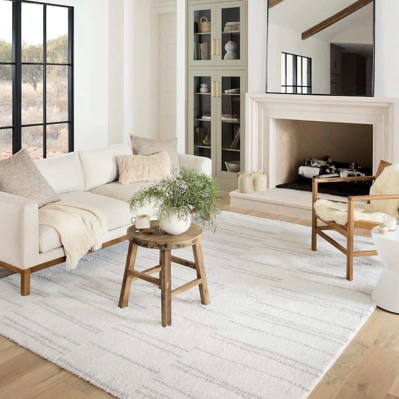 Alexander Home Kazi Modern Stripe Shag Area Rug - 5' 3" x 7' 6" - Runner/Rectangle