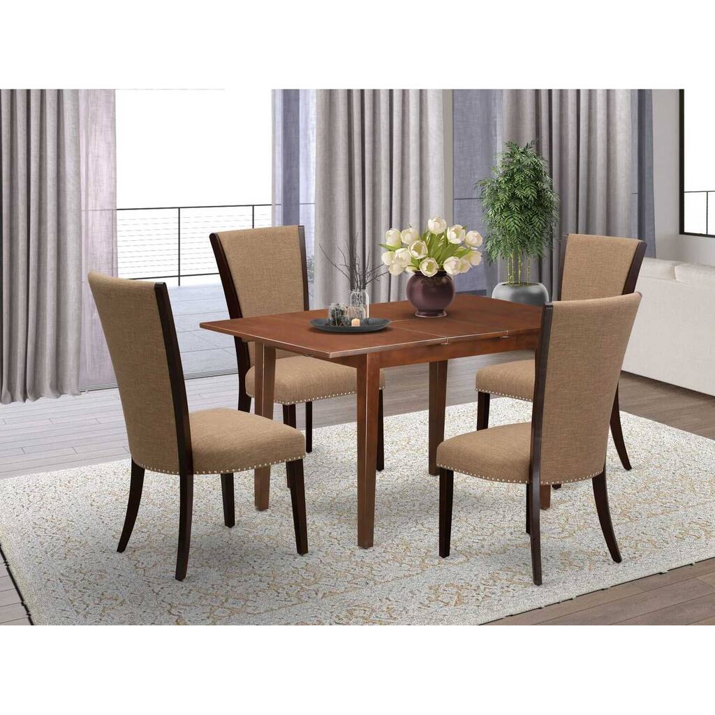 5-Piece Mahogany Finish Solid Wood Top - Dining Room Set - Seats 4