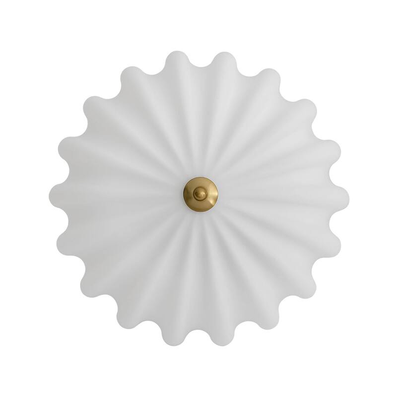15.7''W 3-Light Shell Scalloped Glass Semi-Flush Mount