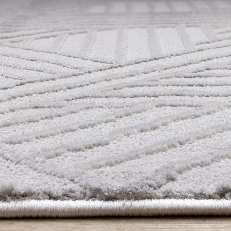 Ellie Collection - High-Low Textured Soft Polyester Grey Area Rug