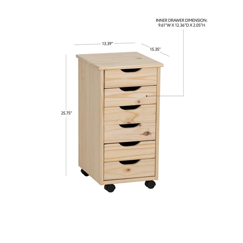 Wooden Storage Cabinet with Casters- 25.75" - Beige