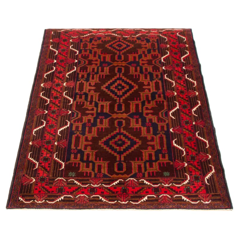 Teimani Brown, Red Rug 3'11" x 6'4" - 3'11 x 6'4