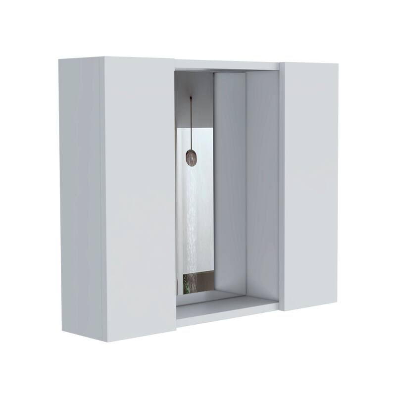 Medicine Cabinet, Double Door, Mirror, One External Shelf