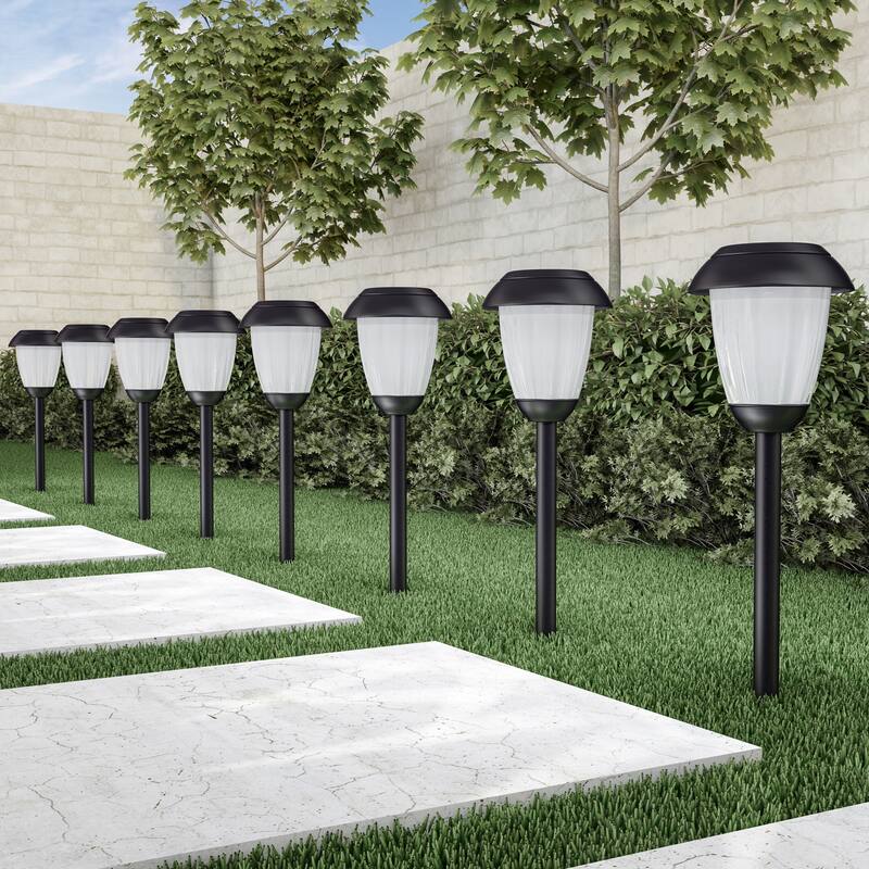 Pure Garden Solar Outdoor Path Lights - Set of 8 Rechargeable Lights - N/A