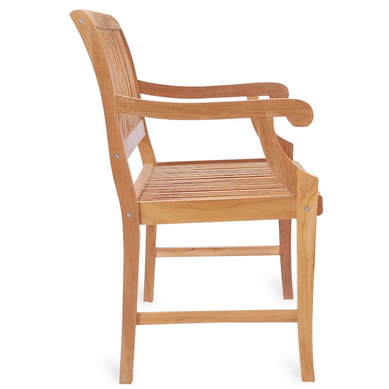 Chic Teak Castle Outdoor Teak Wood Patio & Garden Bench with Arms, 5 foot