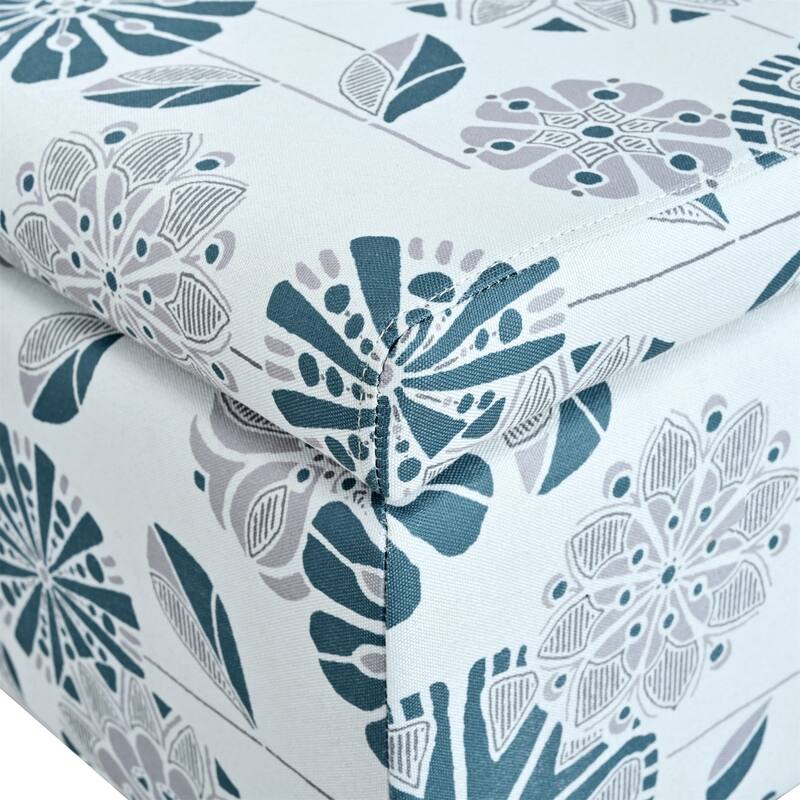 Luxury Storage Ottoman with Floral Patterned Fabric Soft-Close Hinges