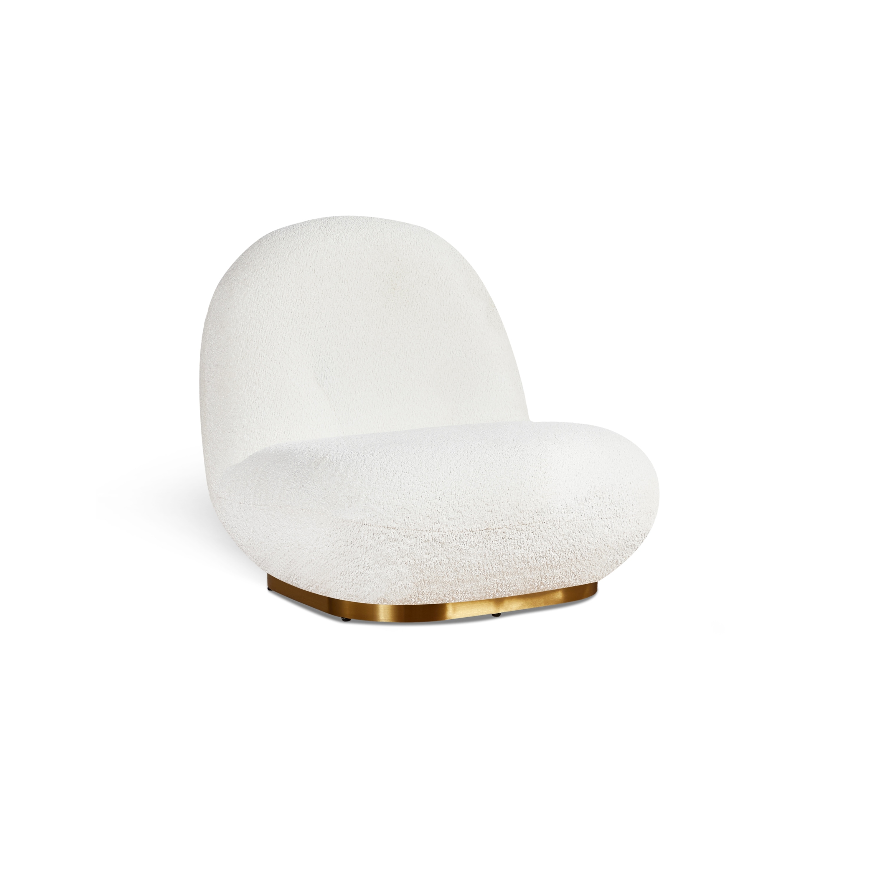 Plush Glam White Lounge Chair with Gold Base