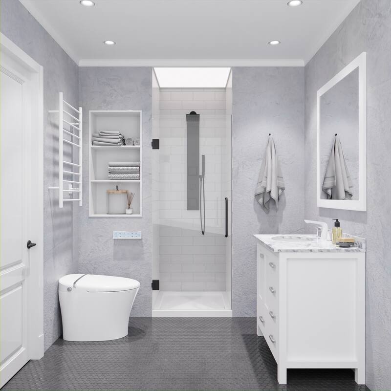 ANZZI Fellow 24" x 70" Frameless Hinged Shower Door in Gunmetal