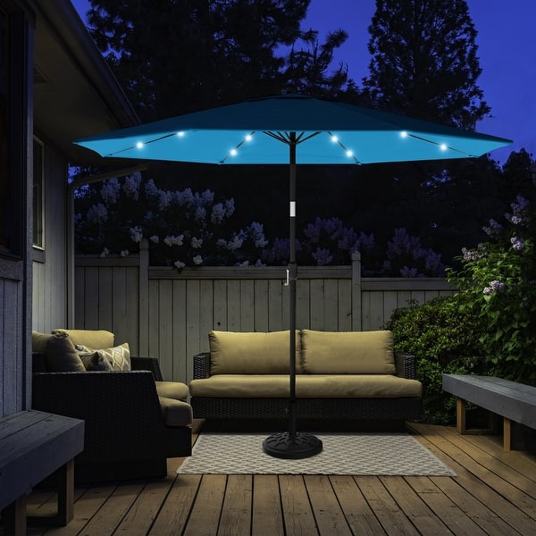 10ft solar led lighted patio umbrella w tilt adjustment amazon 10FT Outdoor Patio Umbrella Solar LED Lighted Sun Shade Market Umbrella