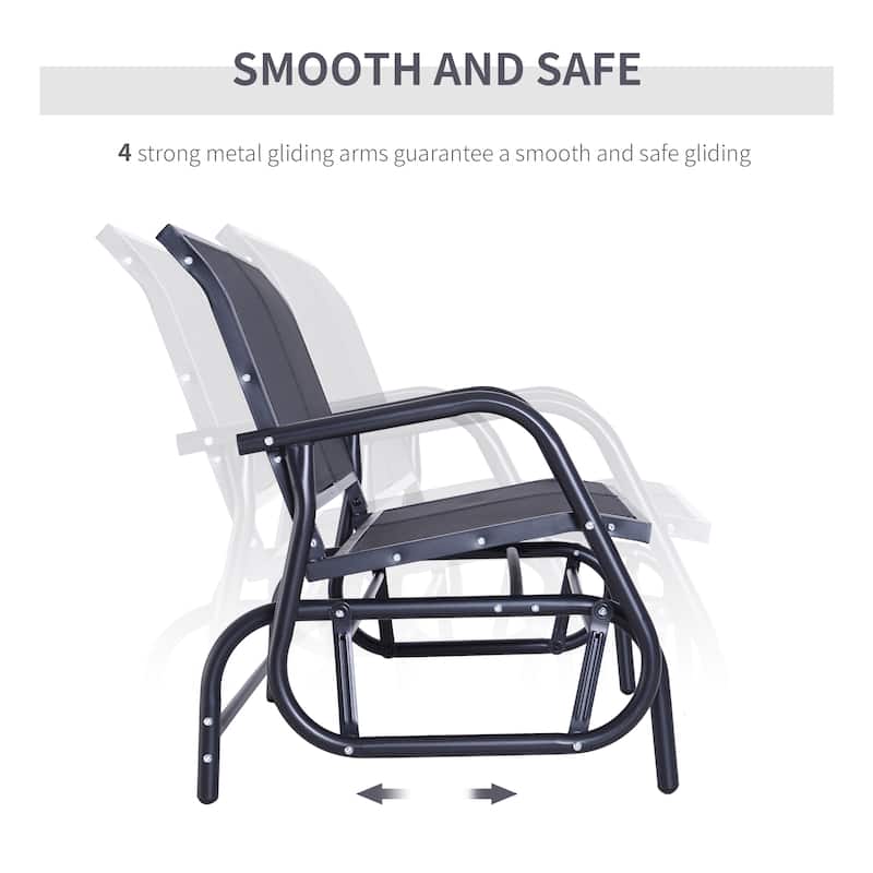 Outsunny 2-person Black Outdoor Double Rocker Glider Bench