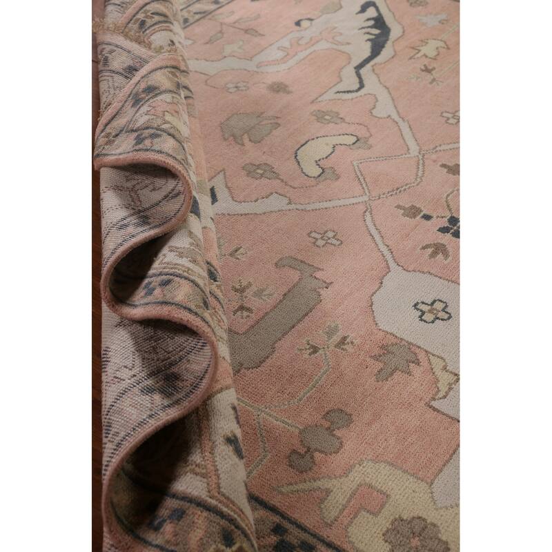 Pink Oushak Oriental Large Rug Hand-Knotted Wool Carpet - 10'0"x 13'10"