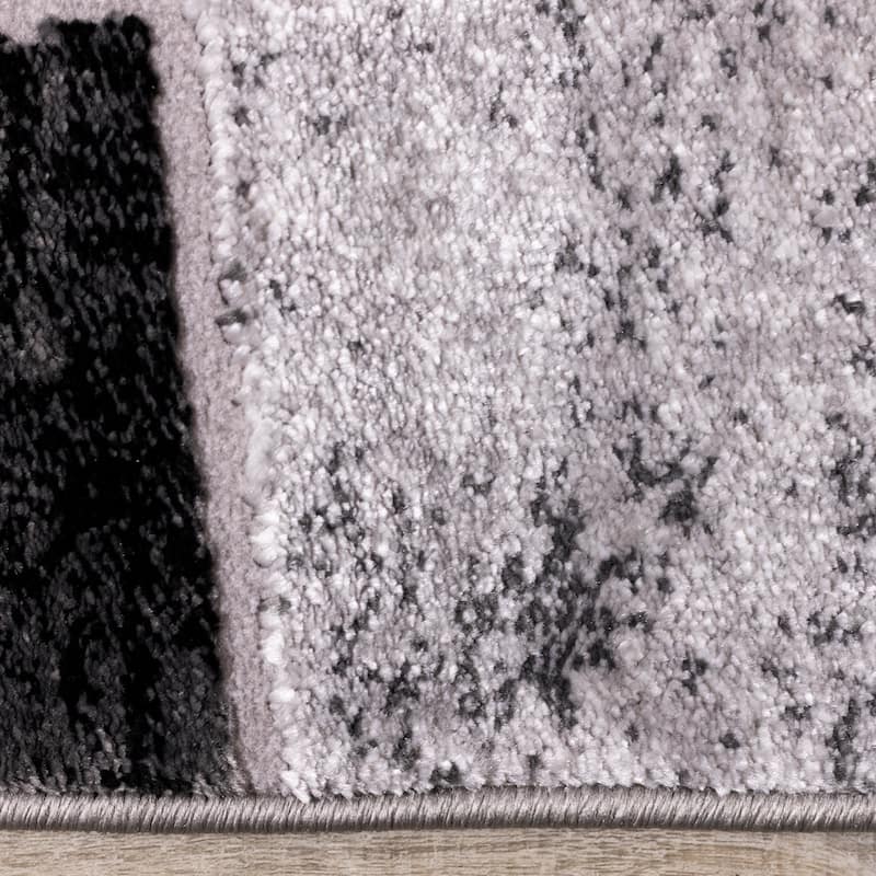 Chase Collection - Grey/Black Distressed Abstract Shapes Rug