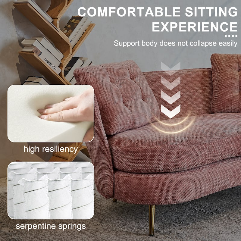 Polyester Loveseat Upholstered Sofa With Gold Metal Legs