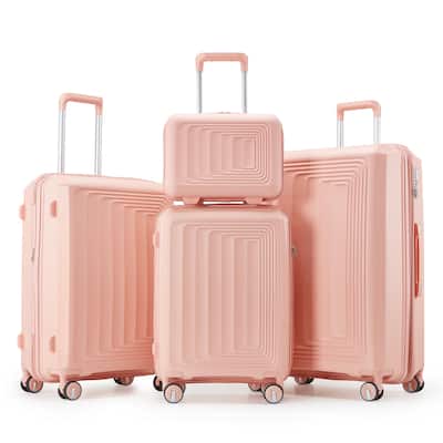 4 Piece Expandable Carry On Luggage Set, Hard Shell Lightweight Suitcase with TSA Lock and Spinner Wheels, for Men Women Travel