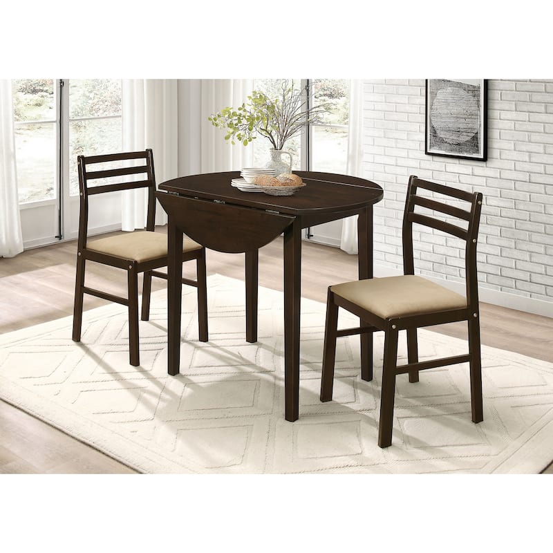 Bucknell 3-piece Round Drop Leaf Dining Table Set