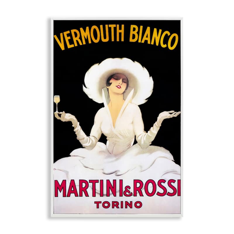 Stupell Vermouth Vintage Lady Advertisement Framed Giclee Art Design By Marcus Jules - 12 x 18 - White