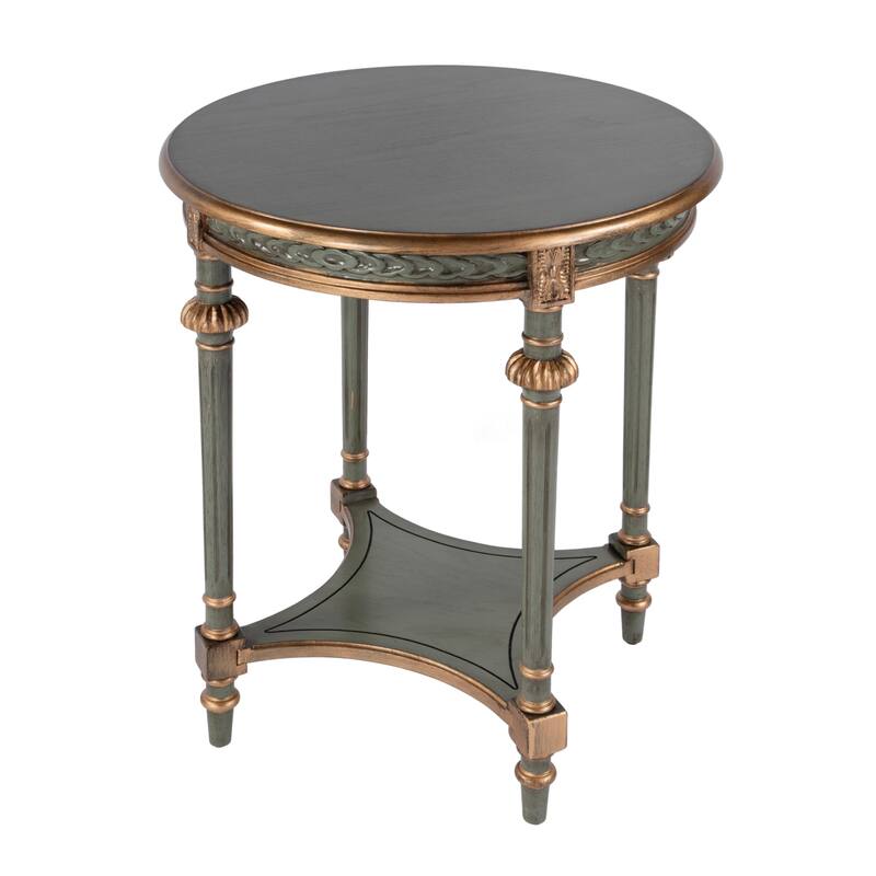 Hellinger 24 in. W Round Wood Tall End Table with Open Shelf