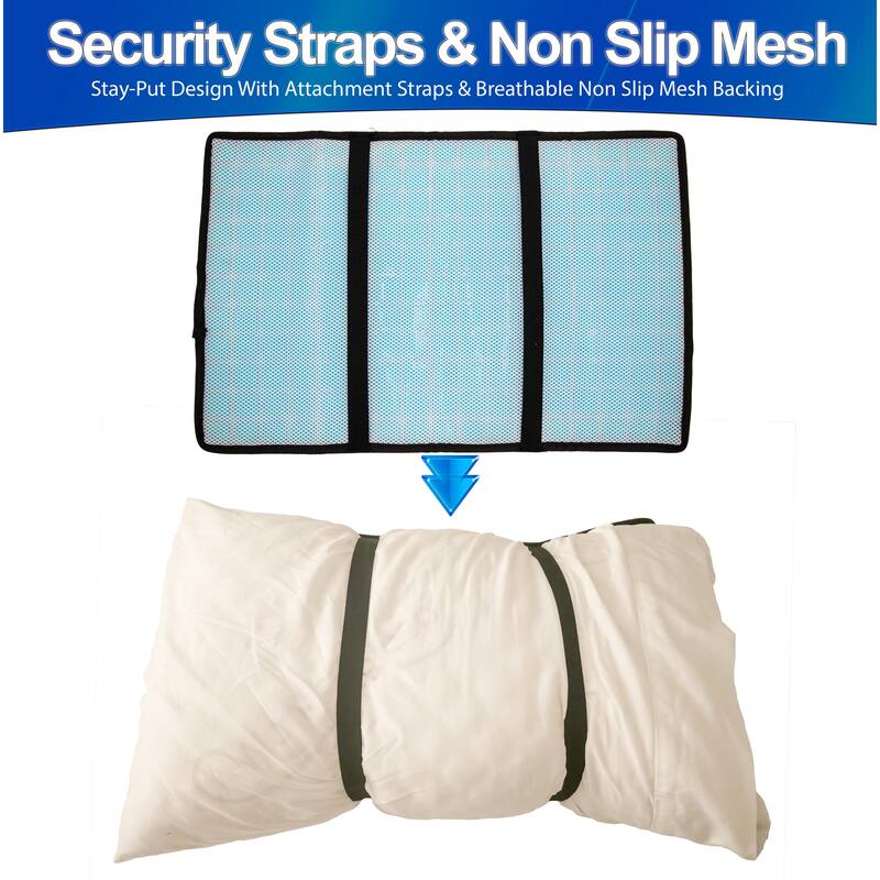 Cooling Gel Pillow Pad w Chill Gel Cells Cooling Mat For Hot Flashes, Dog & More