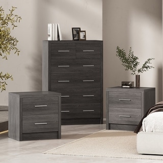 Berrett 3 Piece 6 Drawer Dresser and Nightstand Bedroom Set by Christopher Knight Home