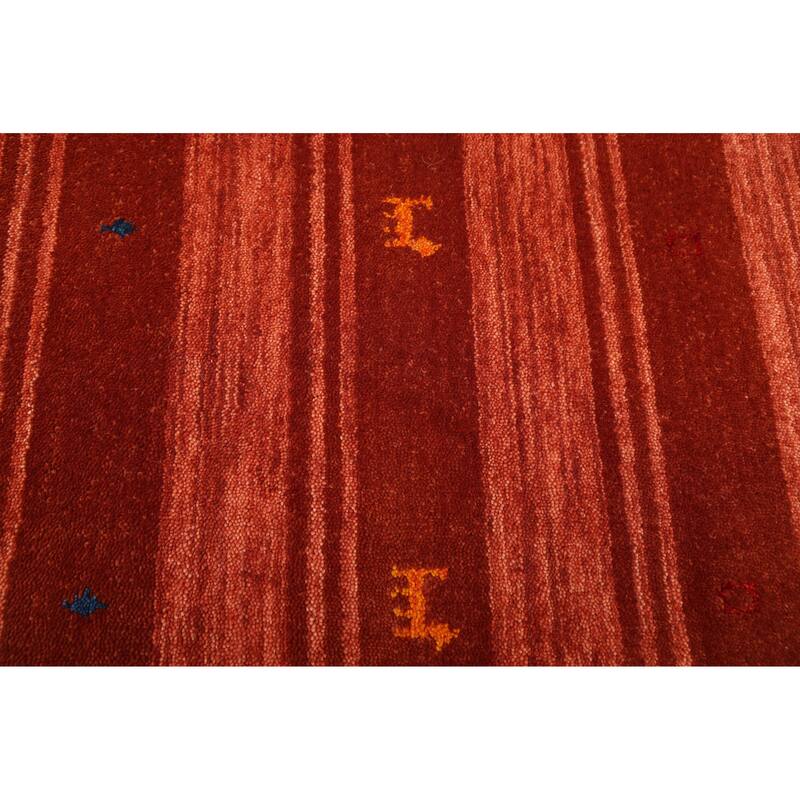 ECARPETGALLERY Hand Loomed Kashkuli Gabbeh Dark Copper Wool Rug - 6'8 x 9'9