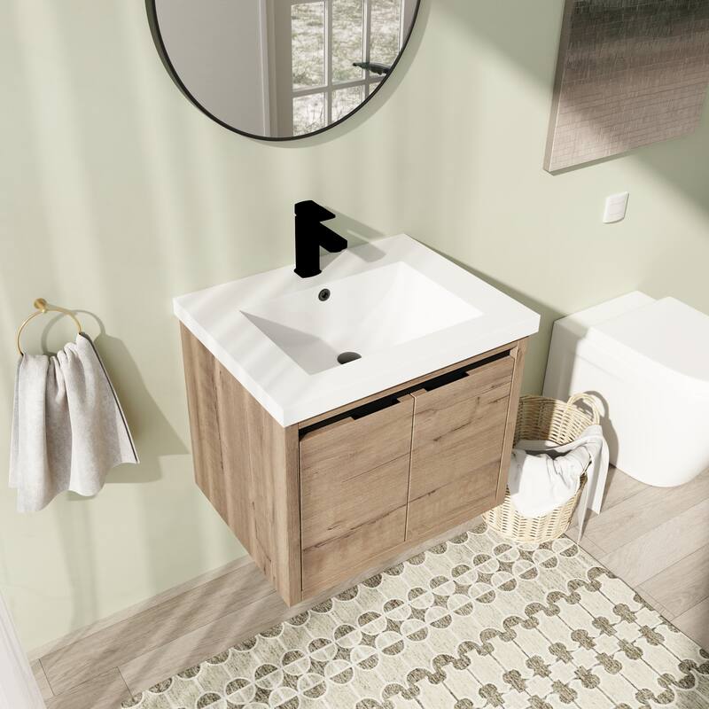 24" Floating Bathroom Vanity with Sink, Wall Mounted Bathroom Vanity with Soft Close Door