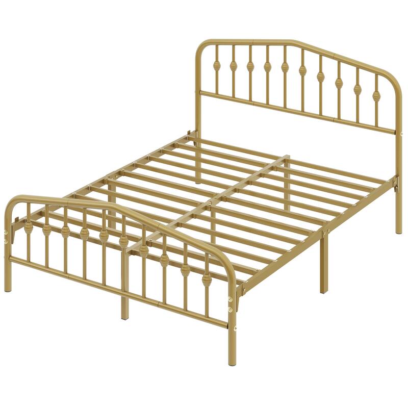 Yaheetech Bed Frame with Arched Headboard Modern Metal Bed Frame with Heavy Duty Slat Support