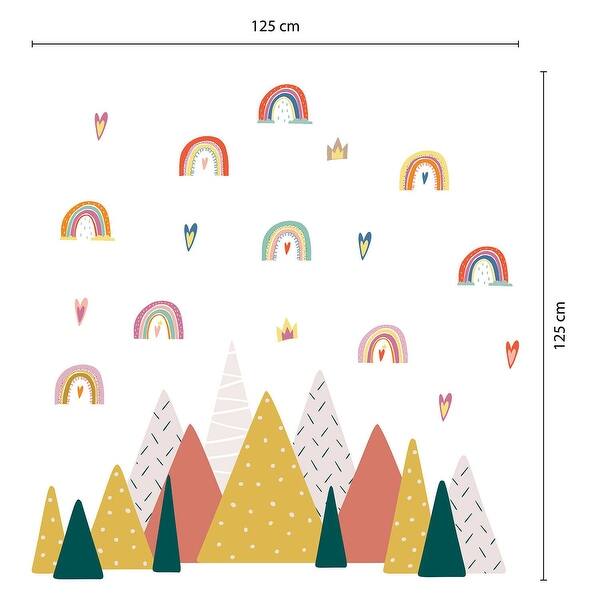 dimension image slide 1 of 2, Walplus Scandinavian Rainbows Mountains Kids Wall Sticker Nursery Décor