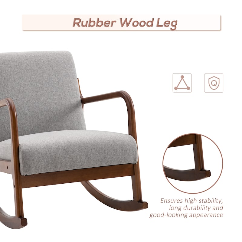Upholstered Rocking Chair Armchair - Grey