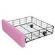 preview thumbnail 10 of 12, Modern Full Size Upholstered Princess Bed Frame with Crown Headboard, LED Lights and 2 Storage Drawers for Girls, Pink+White