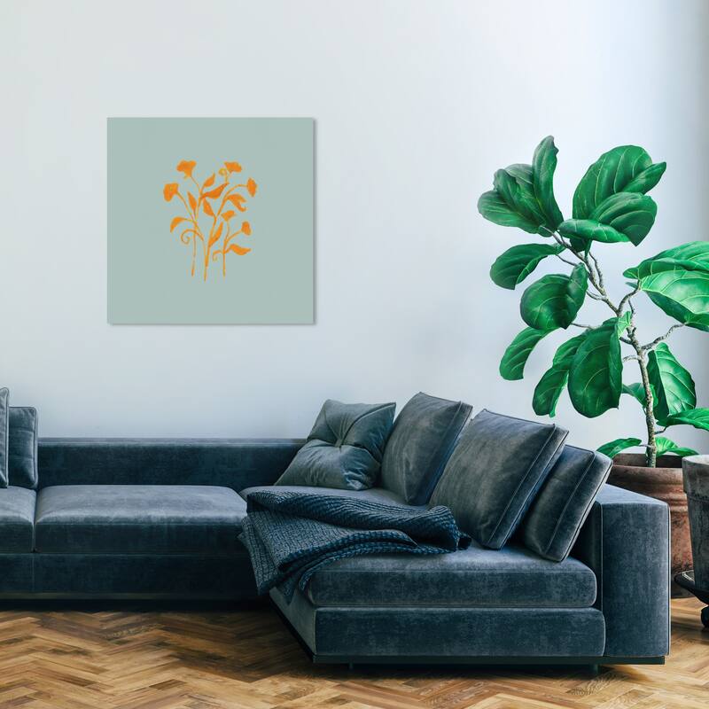 Wynwood Studio Canvas Floral and Botanical Ochre Eleganza Green and Mint Green Tropical Wall Art Canvas Print - 30 x 30