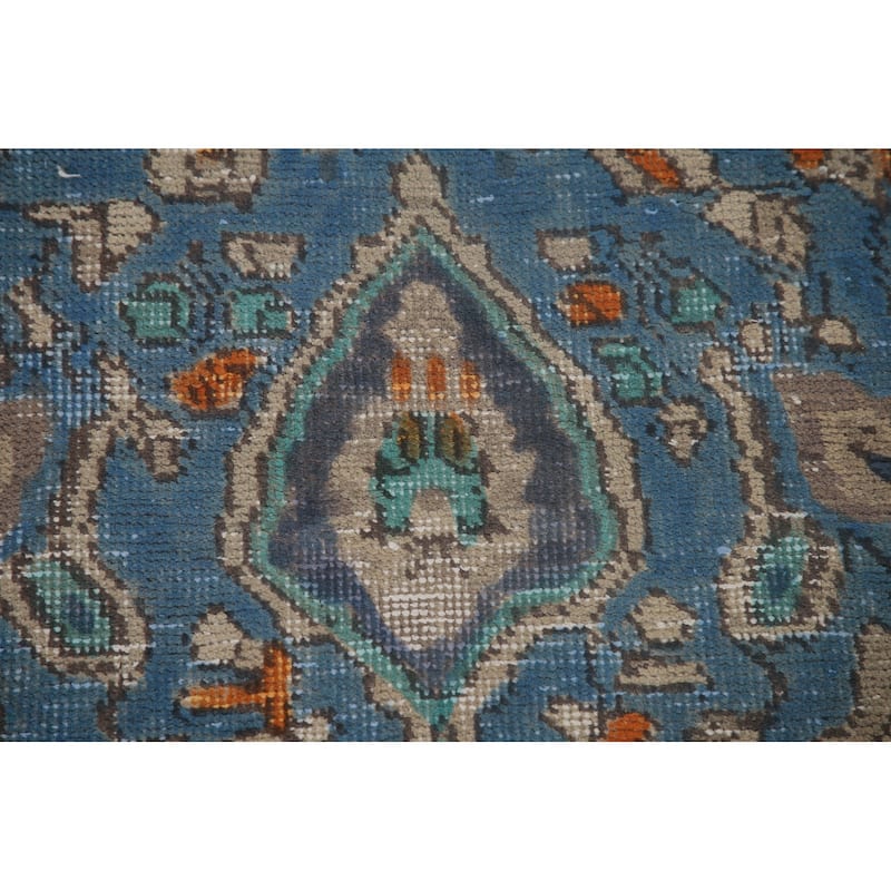 Antique Distressed Over-Dyed Tabriz Persian Rug Handmade Wool Carpet - 6'5" x 9'10"