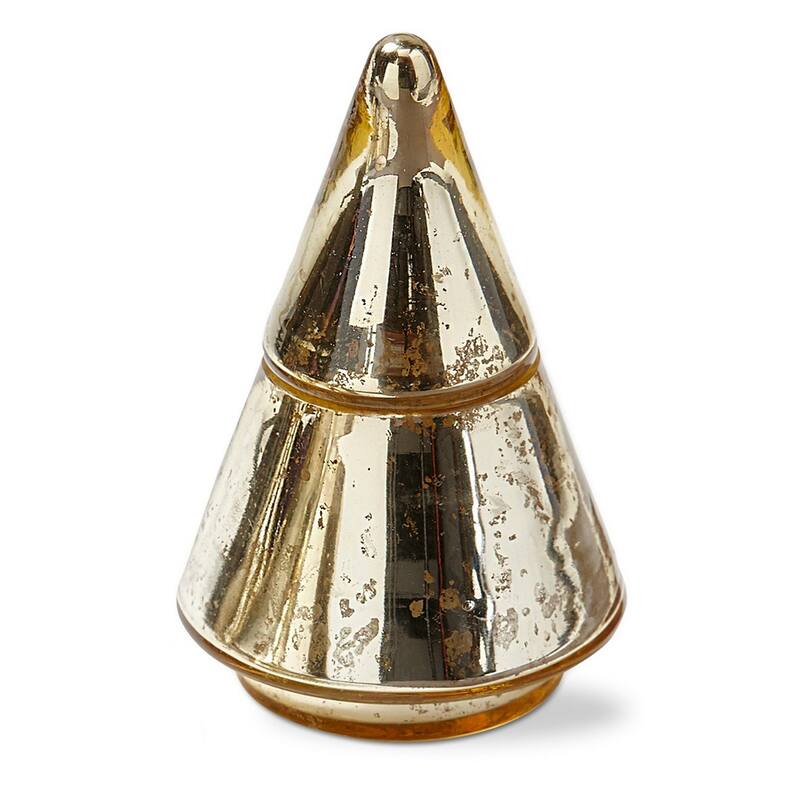Mercury Glass Gold Christmas Tree Scented Soy Wax Blend Candle with Lid, 3.0L x 3.0W X5.0H inches, Burn Time 25 Hours