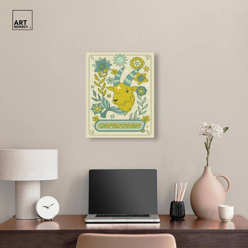 Capricorn Stars Card Canvas by Art Remedy, Gallery Wrapped