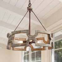 3-ligths Chandelier with Drum Farmhouse Pendant for Kitchen Island