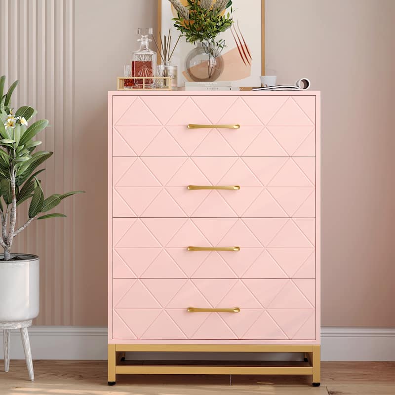4 Drawer Dresser with Metal Handle for Bedroom