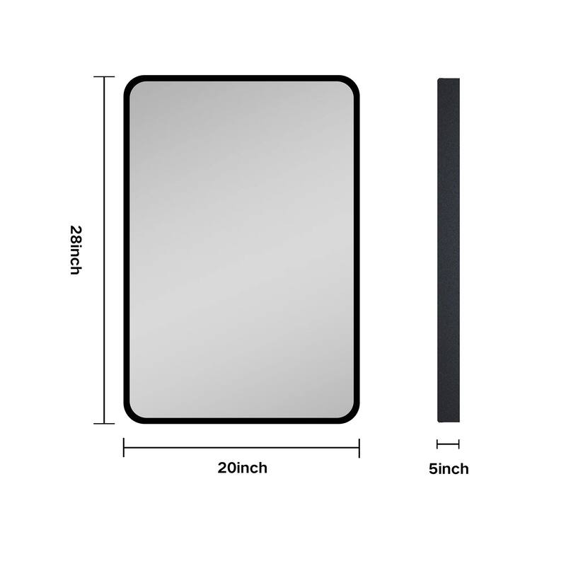 Black Framed Rectangular Medicine Cabinet with Mirror