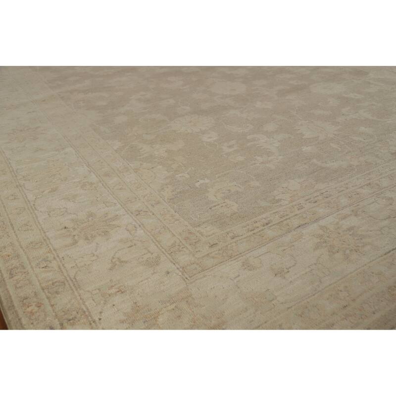 Hand Knotted Oriental 100% Wool Carpet Transitional All-Over Brown Oushak Area Rug - 9' 8'' X 6' 8''